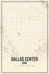 Retro US city map of Dallas Center, Iowa. Vintage street map.