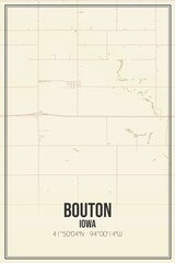 Retro US city map of Bouton, Iowa. Vintage street map.