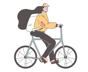 Delivery person on scooter bicycle isolated concept. Vector graphic design illustration element