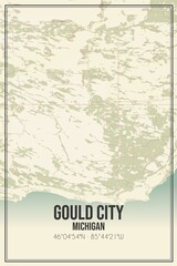 Retro US city map of Gould City, Michigan. Vintage street map.