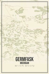 Retro US city map of Germfask, Michigan. Vintage street map.