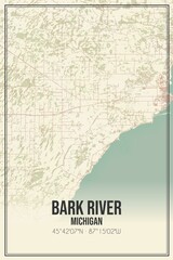 Retro US city map of Bark River, Michigan. Vintage street map.