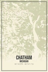 Retro US city map of Chatham, Michigan. Vintage street map.