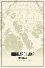 Retro US city map of Hubbard Lake, Michigan. Vintage street map.