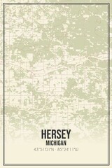 Retro US city map of Hersey, Michigan. Vintage street map.