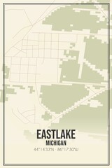 Retro US city map of Eastlake, Michigan. Vintage street map.