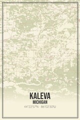 Retro US city map of Kaleva, Michigan. Vintage street map.