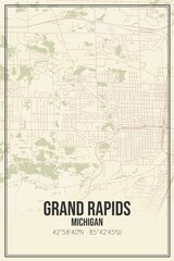 Fototapeta premium Retro US city map of Grand Rapids, Michigan. Vintage street map.