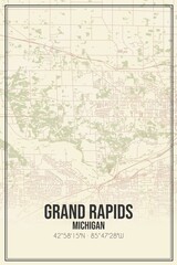 Fototapeta na wymiar Retro US city map of Grand Rapids, Michigan. Vintage street map.