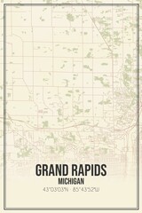 Obraz premium Retro US city map of Grand Rapids, Michigan. Vintage street map.