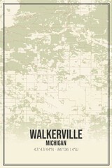 Retro US city map of Walkerville, Michigan. Vintage street map.