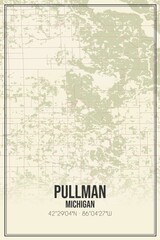 Retro US city map of Pullman, Michigan. Vintage street map.