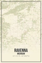 Fototapeta na wymiar Retro US city map of Ravenna, Michigan. Vintage street map.