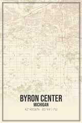 Obraz premium Retro US city map of Byron Center, Michigan. Vintage street map.