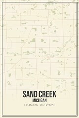 Retro US city map of Sand Creek, Michigan. Vintage street map.