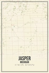 Retro US city map of Jasper, Michigan. Vintage street map.