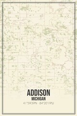 Retro US city map of Addison, Michigan. Vintage street map.