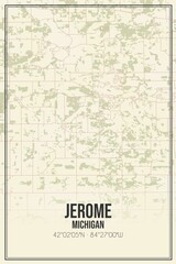 Retro US city map of Jerome, Michigan. Vintage street map.