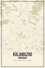 Fototapeta na wymiar Retro US city map of Kalamazoo, Michigan. Vintage street map.
