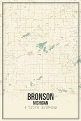 Retro US city map of Bronson, Michigan. Vintage street map.