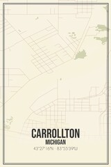 Retro US city map of Carrollton, Michigan. Vintage street map.