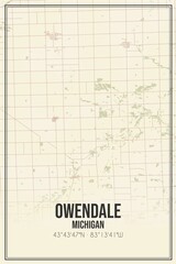 Retro US city map of Owendale, Michigan. Vintage street map.