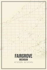 Retro US city map of Fairgrove, Michigan. Vintage street map.