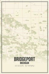 Retro US city map of Bridgeport, Michigan. Vintage street map.