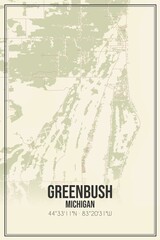Retro US city map of Greenbush, Michigan. Vintage street map.