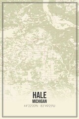 Retro US city map of Hale, Michigan. Vintage street map.