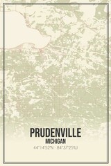 Retro US city map of Prudenville, Michigan. Vintage street map.
