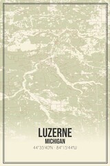 Retro US city map of Luzerne, Michigan. Vintage street map.