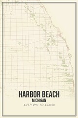 Obraz premium Retro US city map of Harbor Beach, Michigan. Vintage street map.