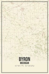 Obraz premium Retro US city map of Byron, Michigan. Vintage street map.