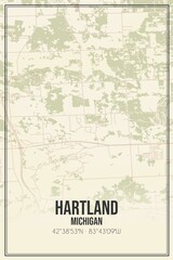 Retro US city map of Hartland, Michigan. Vintage street map.