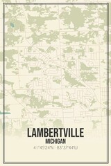 Retro US city map of Lambertville, Michigan. Vintage street map.