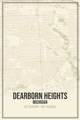Retro US city map of Dearborn Heights, Michigan. Vintage street map.
