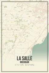 Retro US city map of La Salle, Michigan. Vintage street map.