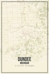 Retro US city map of Dundee, Michigan. Vintage street map.