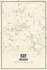 Fototapeta premium Retro US city map of Ray, Michigan. Vintage street map.