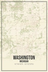 Retro US city map of Washington, Michigan. Vintage street map.