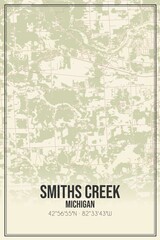 Retro US city map of Smiths Creek, Michigan. Vintage street map.