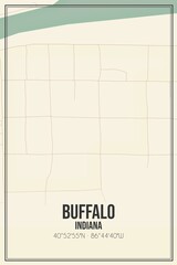 Retro US city map of Buffalo, Indiana. Vintage street map.