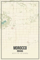 Retro US city map of Morocco, Indiana. Vintage street map.