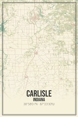 Fototapeta na wymiar Retro US city map of Carlisle, Indiana. Vintage street map.