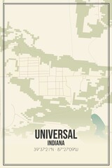 Retro US city map of Universal, Indiana. Vintage street map.
