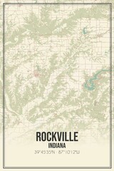 Retro US city map of Rockville, Indiana. Vintage street map.