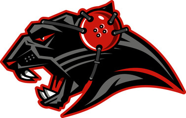 panther mascot wearing wrestling headgear for school, college or league sports - obrazy, fototapety, plakaty