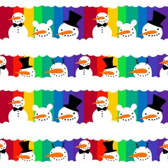 Winter seamless snowman and snowflakes pattern for Christmas wrapping paper and kids notebooks