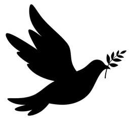 Dove of peace with a branch. Bird isolated illustration. A symbol of peace.